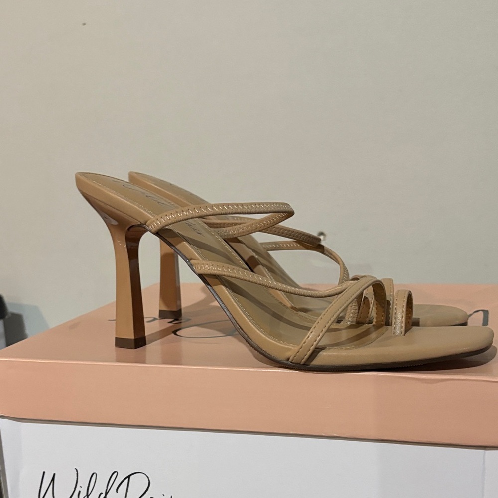 Wild Pair Lenore Beige Strappy Heels - Picture 2 of 6